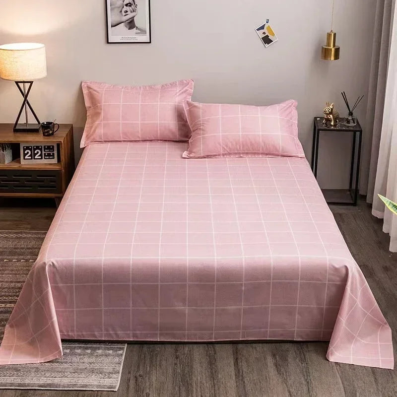 Geometry printed flat bed sheet set couple 2 people super cozy luxury double bed bedsheet single double queen king size
