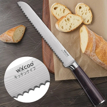 WXCOO Santoku Knife Set Japanese Butcher Carving Bread Fruit Meat Cleaver Boning High Carbon Steel Kitchen Knives