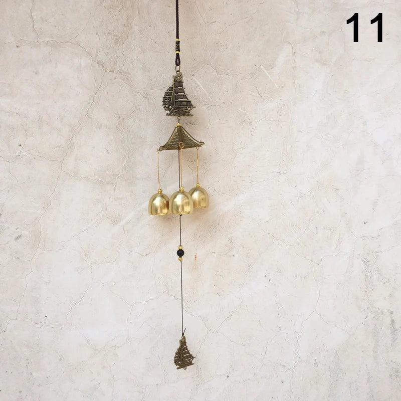 1Pc Antique Wind Chime Copper Yard Garden Outdoor Living Decoration Metal Wind Chimes Outdoor Chinese Oriental Lucky Metal Decor