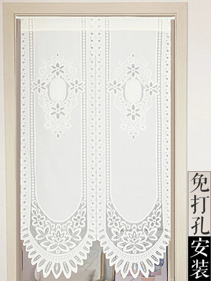 No-Drill Lace Door Curtain Bedroom Living Room Kitchen Partition Semi-Bli Entrance European Sle Fabric Door Curtain