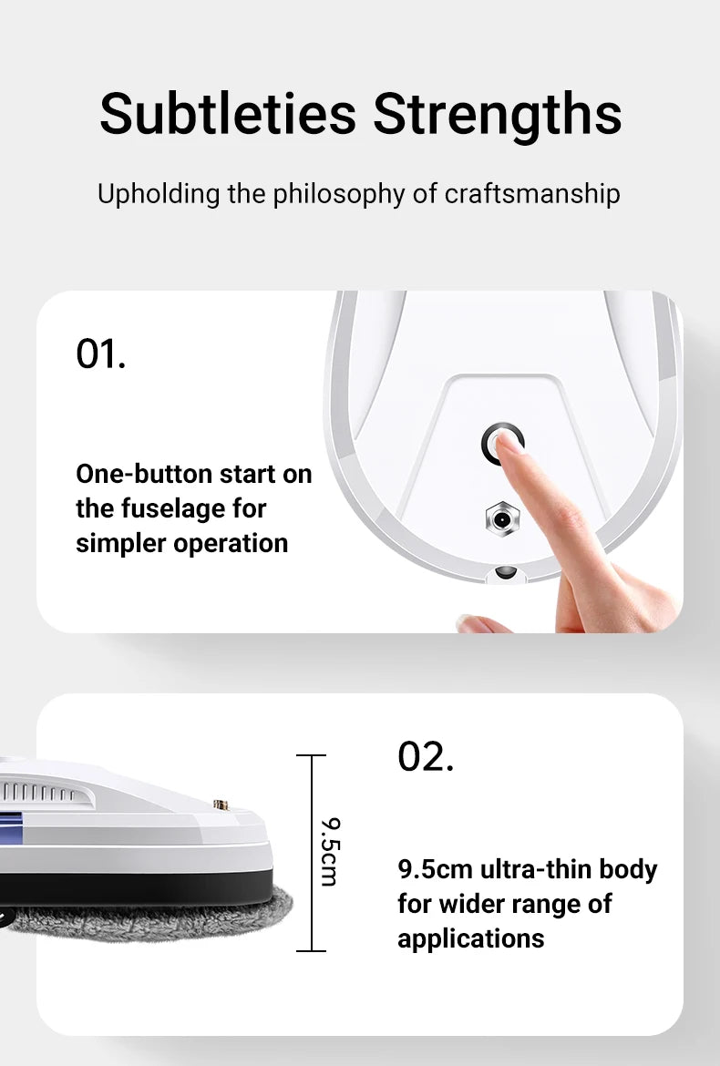 DIVEDEER Window Cleaning Robot  High Suction Intelligent Electric Window Cleaner Water Jet Vacuum Cleaner