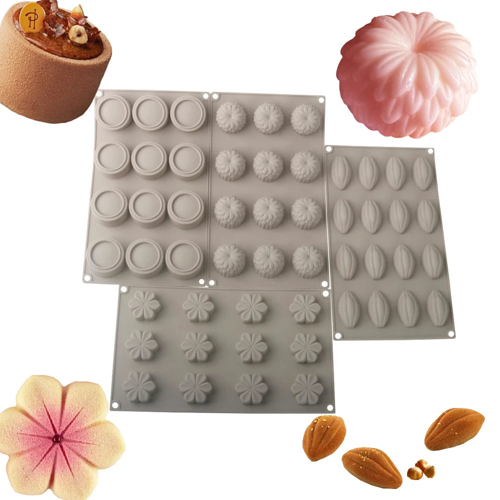 Chrysanthemum Cocoa Bean Pudding Cup Cherry Blossom Design Silicone Cake Mold Chocolate Mould Kitchen Dessert Decorating Tools