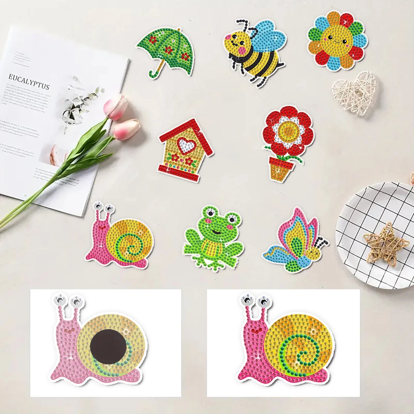 8pcs/Set Diamond Painting Magnets for Refrigerator Diamond Art Fridge Magnets for Adults Diamond Art Refrigerator Magnets Kits