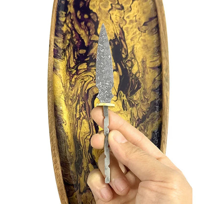 Damascus Steel Blade Pu 'er Tea Knife Billets DIY Hand Tool Parts Outdoor Tea Needles Dull  Blade Blank embryo  Accessories
