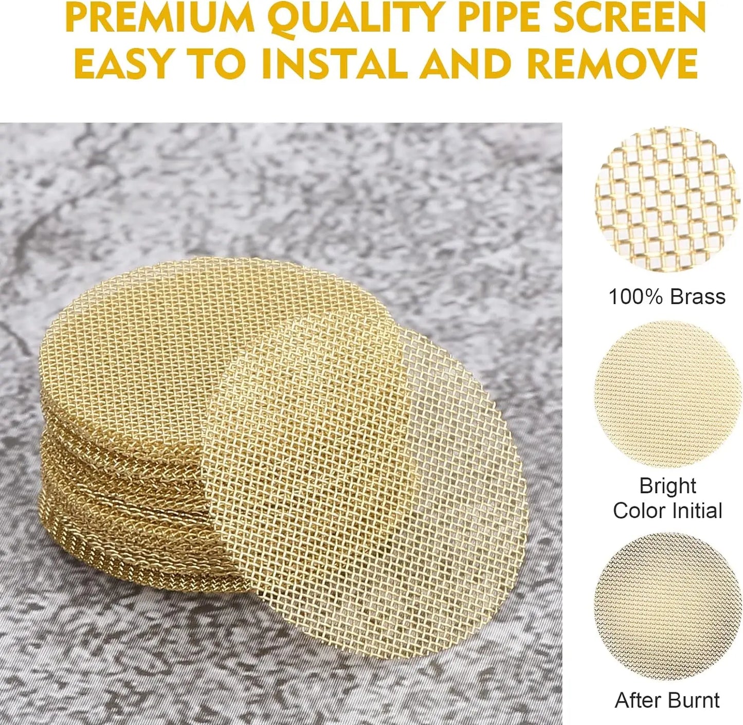 Scotte 200pcs Brass Pipe Screens,Metal Pipe Filter Screen with Storage Box,12.7mm(0.5in),19.05mm(0.75in)