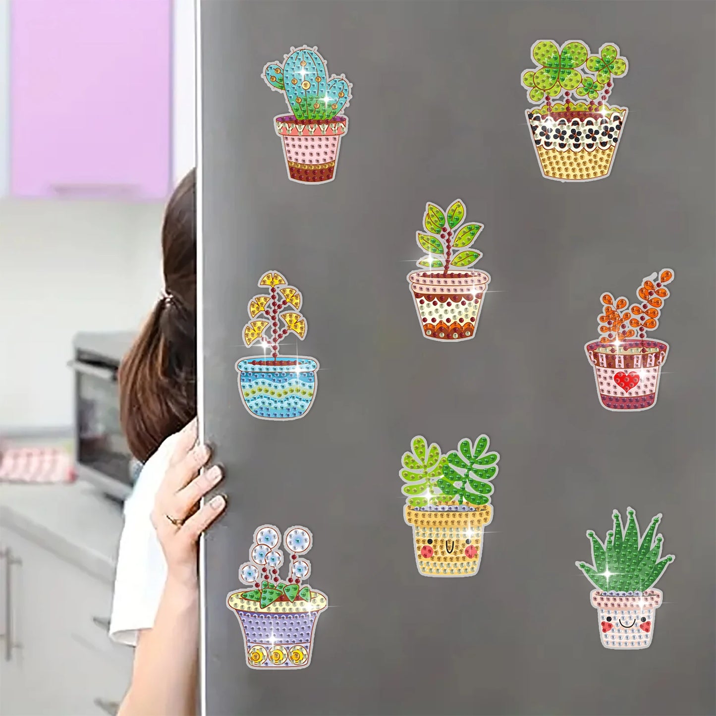 8pcs/Set Diamond Painting Magnets for Refrigerator Diamond Art Fridge Magnets for Adults Diamond Art Refrigerator Magnets Kits
