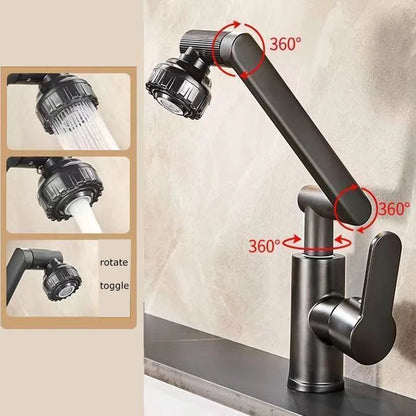 Basin Faucet Hot and Cold Wash Basin Household Bathroom Multi-function Booster Universal Rotating Faucet Kitchen Universal