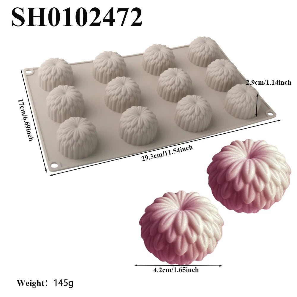 Chrysanthemum Cocoa Bean Pudding Cup Cherry Blossom Design Silicone Cake Mold Chocolate Mould Kitchen Dessert Decorating Tools