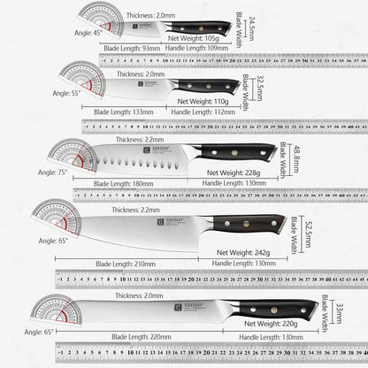 XINZUO 1-5PCS Stainless Steel Knives Set GERMANY 1.4116 Steel Chef Bread Utility Santoku Petty Knives Cooking Tools Ebony Handle
