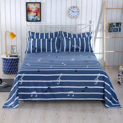 3pcs/Set Home Textile Bed Sheet Set with Pillowcases Cotton Material Lovers Home Room Bedding Flat Sheet Bed Sheet Set