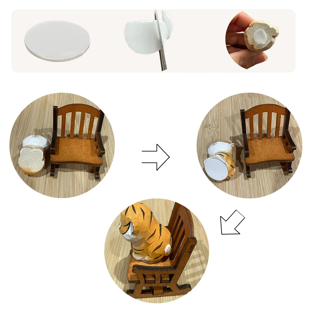 Cute Handmade Decorative Wooden Tiger Figurine Mini Animal Ornament Statue Carving Home Room Desktop accessories Decor Gift