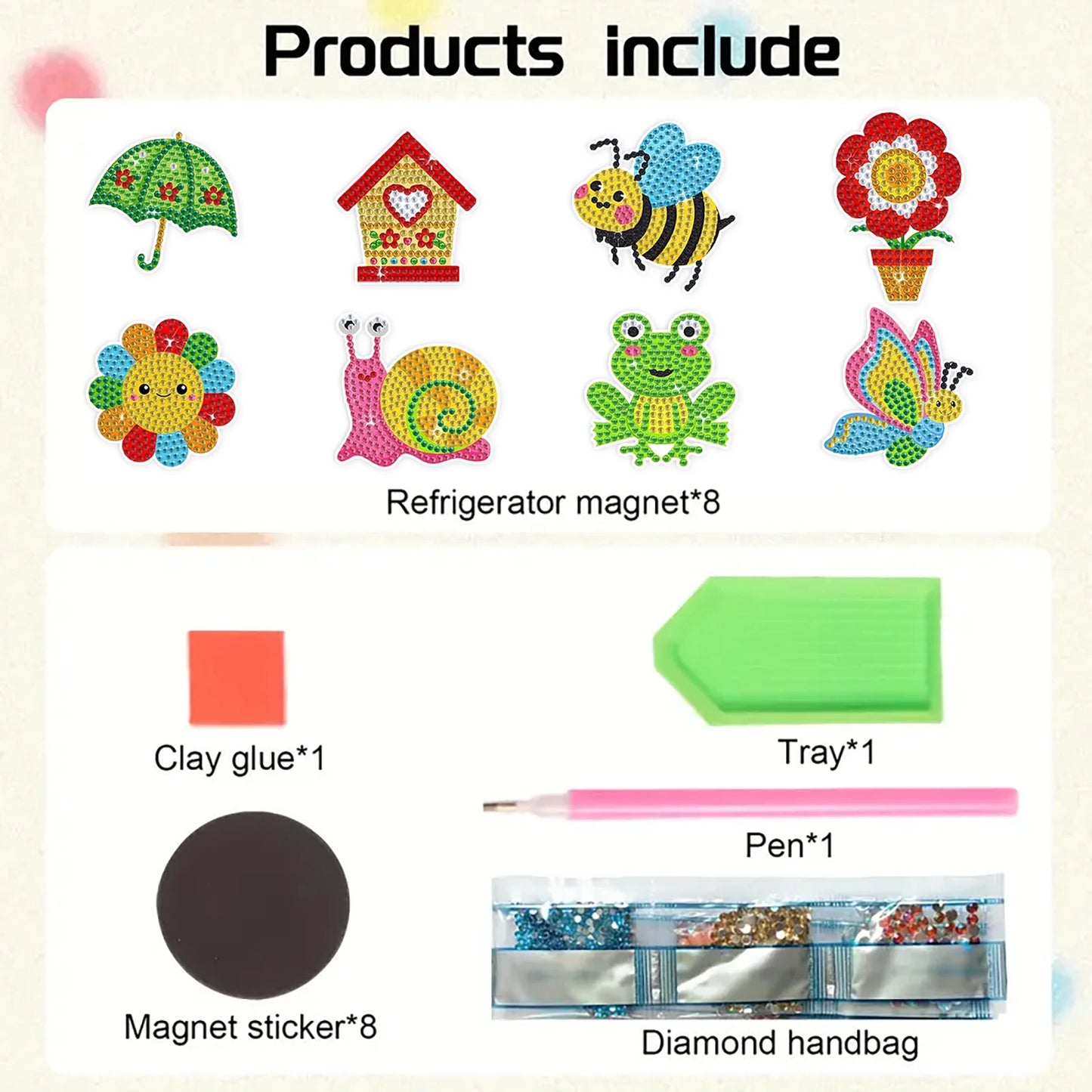 8pcs/Set Diamond Painting Magnets for Refrigerator Diamond Art Fridge Magnets for Adults Diamond Art Refrigerator Magnets Kits