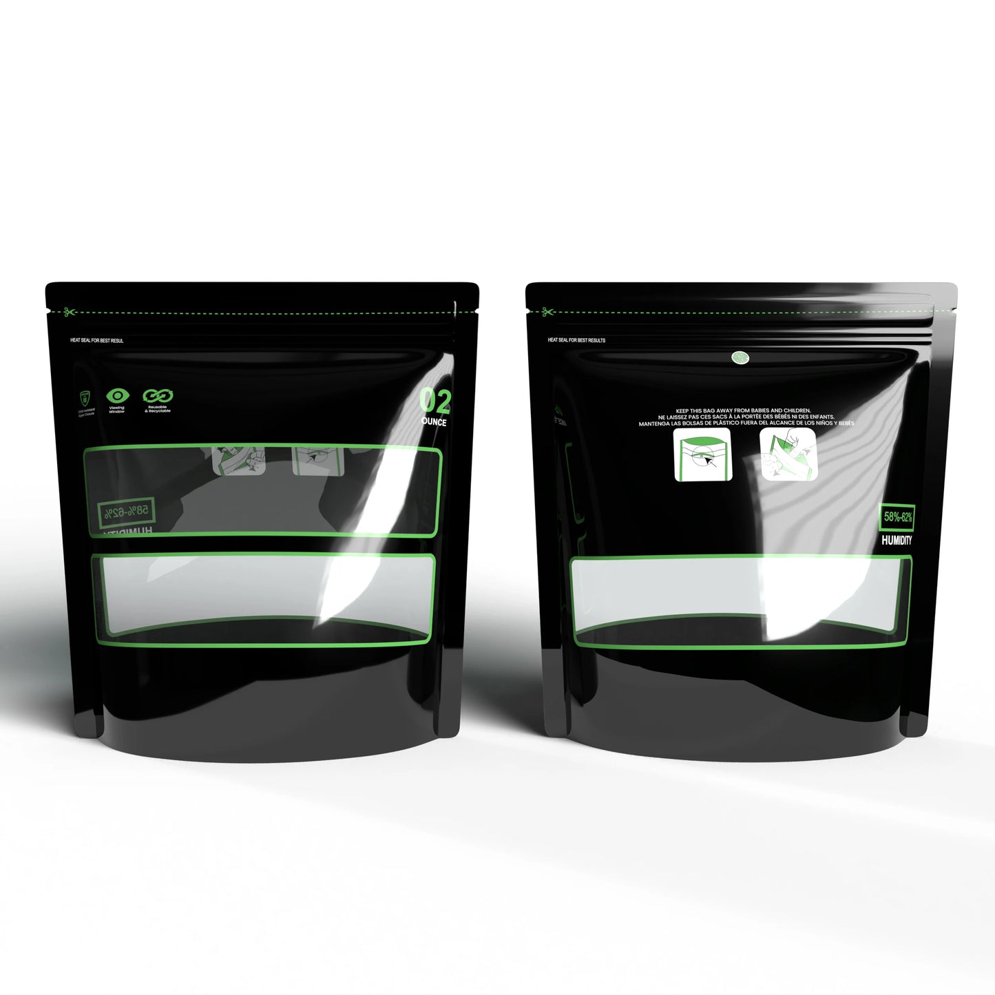 1/8 Ounce~1 Pound Lock & Seal Storage & Curing Bags 58%-62% RH Terp Cultivation Pouches Heat Sealable Child Resistant
