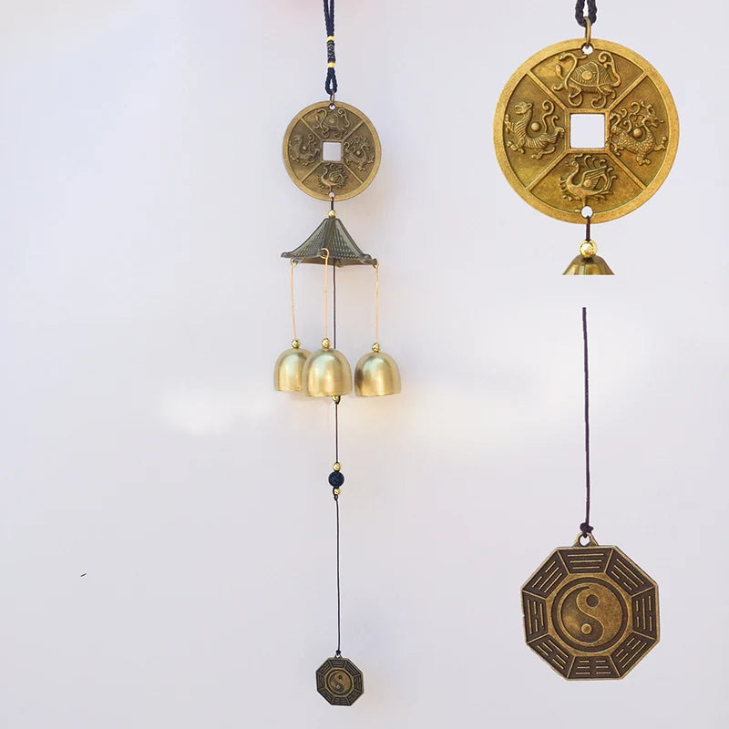 1Pc Antique Wind Chime Copper Yard Garden Outdoor Living Decoration Metal Wind Chimes Outdoor Chinese Oriental Lucky Metal Decor