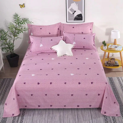 3pcs/Set Home Textile Bed Sheet Set with Pillowcases Cotton Material Lovers Home Room Bedding Flat Sheet Bed Sheet Set