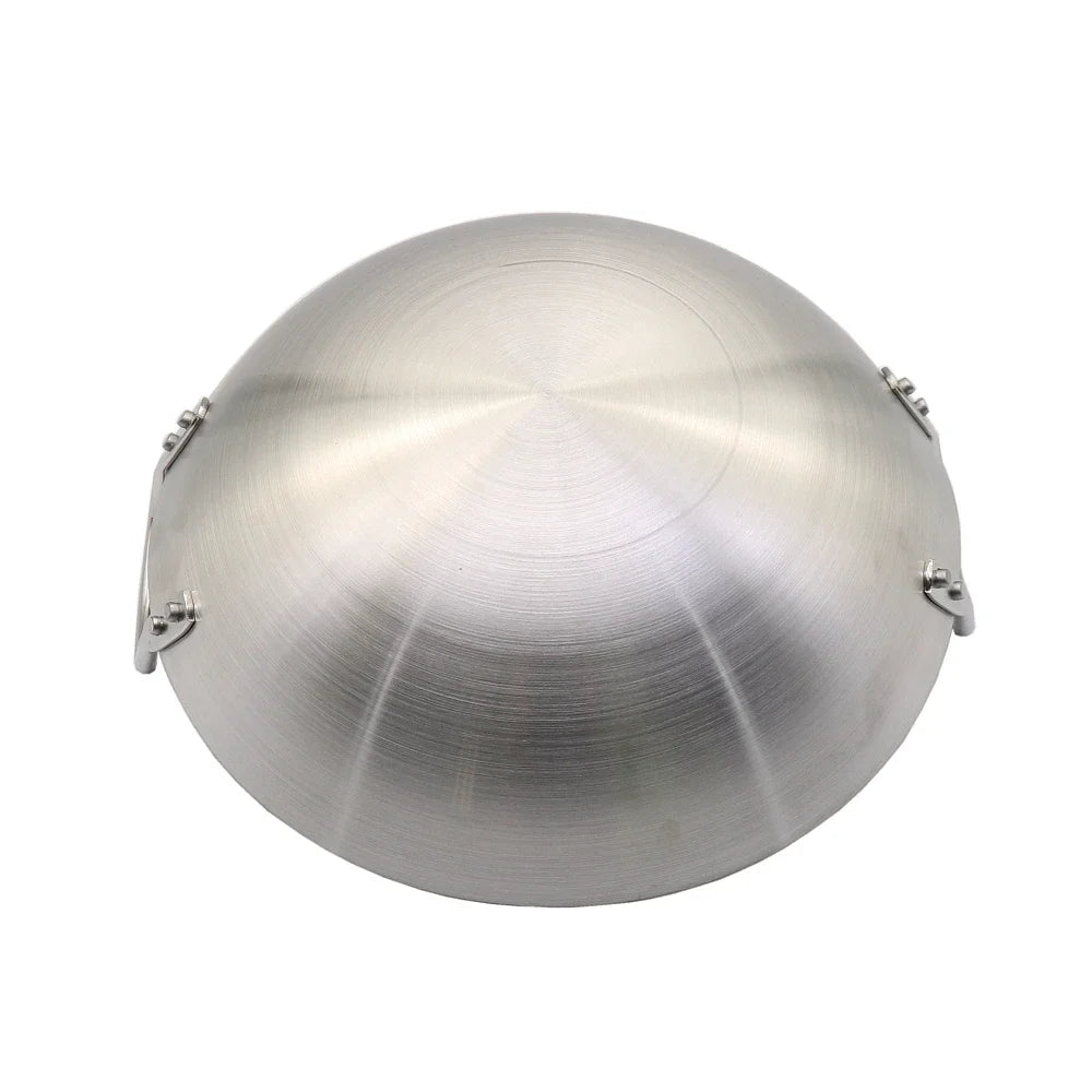 Stainless Steel Double Ear Chef Fry Wok Gas Cooker Traditional Handmade Pot Non Coating Woks