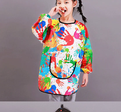 Kids Painting Waterproof Long Sleeved Cover Kindergarten Art Painting Smock Reverse Dressing Gown Baby Eating Bib Children Apron