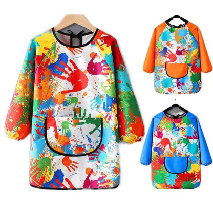 Kids Painting Waterproof Long Sleeved Cover Kindergarten Art Painting Smock Reverse Dressing Gown Baby Eating Bib Children Apron