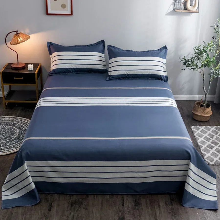 Geometry printed flat bed sheet set couple 2 people super cozy luxury double bed bedsheet single double queen king size