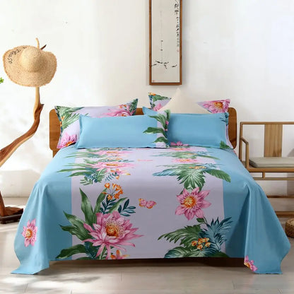 3pcs/Set Home Textile Bed Sheet Set with Pillowcases Cotton Material Lovers Home Room Bedding Flat Sheet Bed Sheet Set