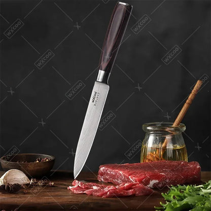 WXCOO Santoku Knife Set Japanese Butcher Carving Bread Fruit Meat Cleaver Boning High Carbon Steel Kitchen Knives