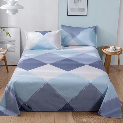 Geometry printed flat bed sheet set couple 2 people super cozy luxury double bed bedsheet single double queen king size