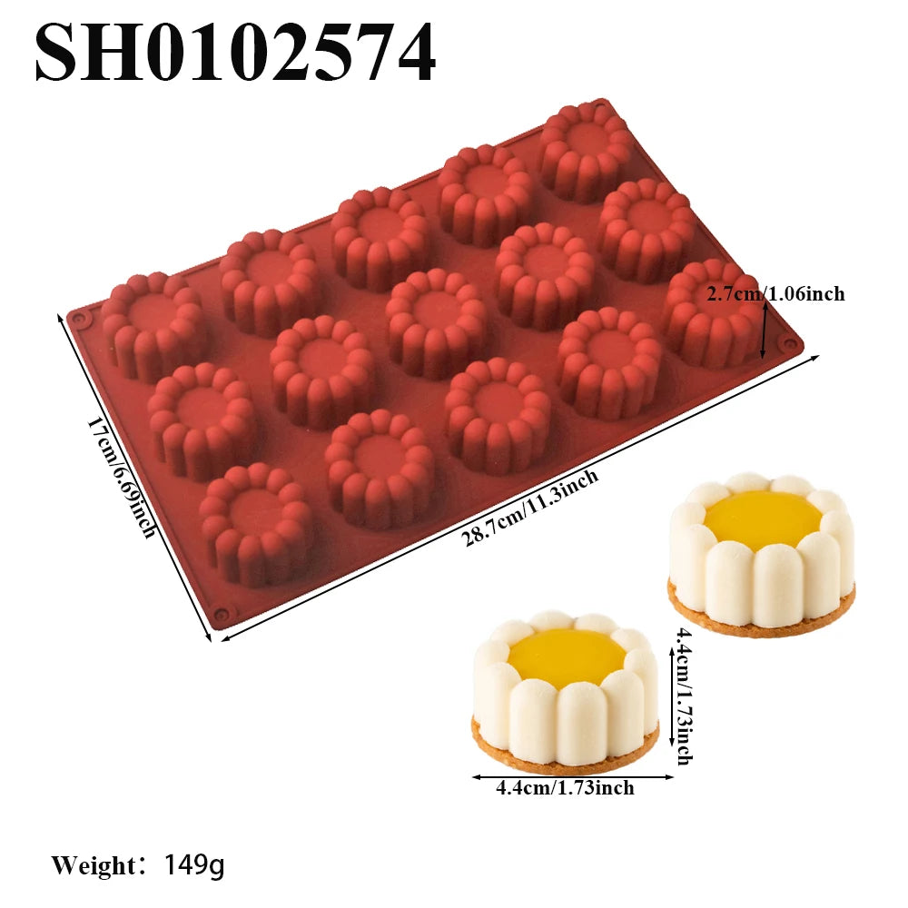 Chrysanthemum Cocoa Bean Pudding Cup Cherry Blossom Design Silicone Cake Mold Chocolate Mould Kitchen Dessert Decorating Tools