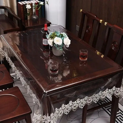 New Transparent PVC Dining Table Cloth Waterproof Washable Plastic Tablecloth Rectangular Round Soft Glass Tea Table Cover Mat