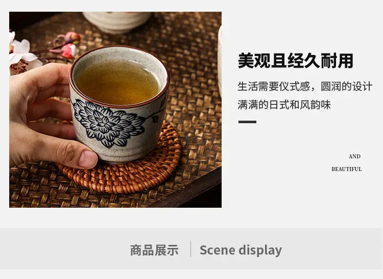Japanese style Hefeng hand-painted ceramic tea cup, wine cup, small size drinking cup, hotel heat-resistant thickened home tea