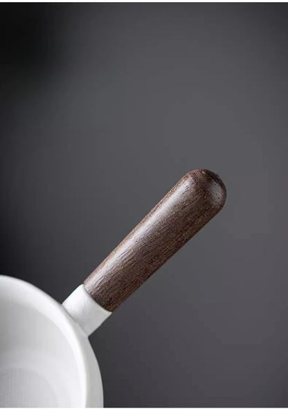 Sandalwood Handle Tea Strainer Black and White Tea Filter Ceramic Filter Tea Ceremony Accessories Teaset Supplies