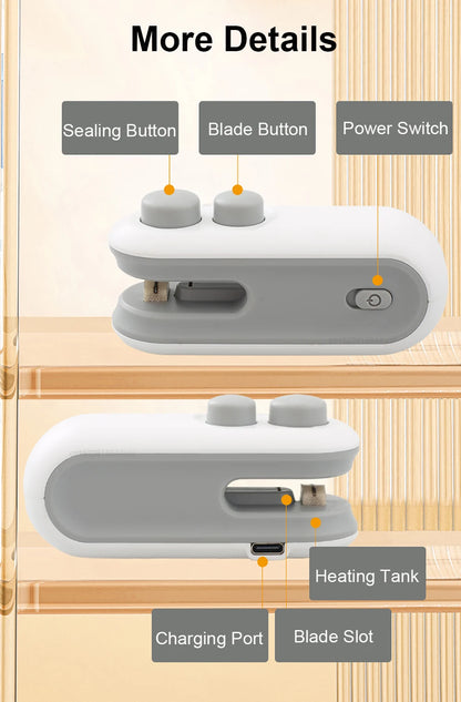 Mini Heat Bag Sealing Machine Portable Plastic Bags Packing Sealer for Snacks Home Handheld Sealer Food Packaging Heat Sealer