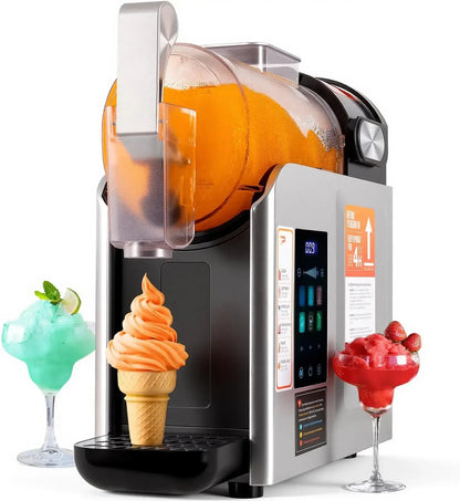 New Upgrade Smart 6 Presets Slushie Machine for Home & Soft Serve Ice Cream Machine, 68oz Color Touch Screen Slushy Machine for