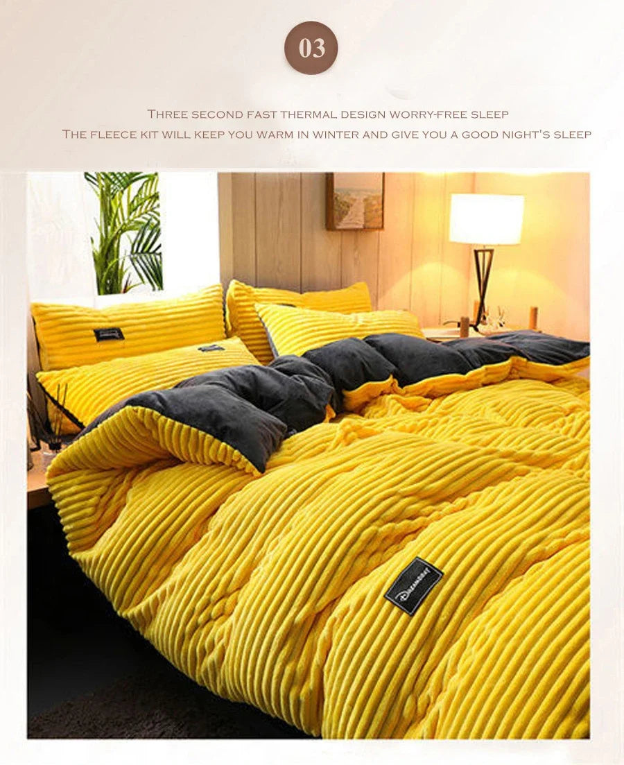 Soft Warm Plush Duvet Cover Winter 220x240 Velvet Fleece Couple Quilt Cover Double Bed Luxury Bedding Set Queen King Size