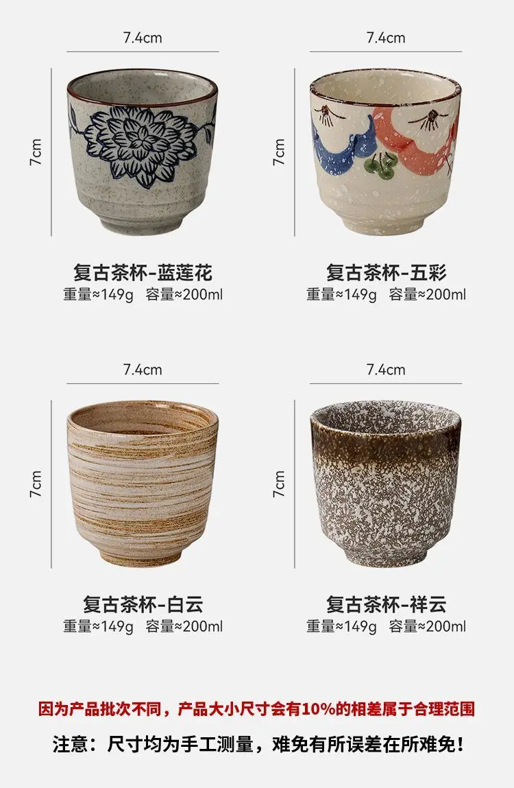 Japanese style Hefeng hand-painted ceramic tea cup, wine cup, small size drinking cup, hotel heat-resistant thickened home tea