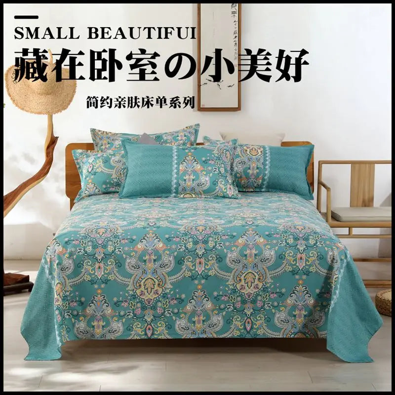 3pcs/Set Home Textile Bed Sheet Set with Pillowcases Cotton Material Lovers Home Room Bedding Flat Sheet Bed Sheet Set