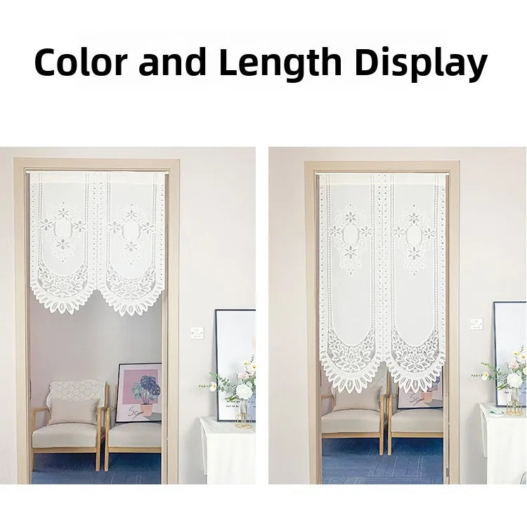 No-Drill Lace Door Curtain Bedroom Living Room Kitchen Partition Semi-Bli Entrance European Sle Fabric Door Curtain
