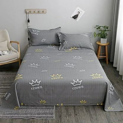 Geometry printed flat bed sheet set couple 2 people super cozy luxury double bed bedsheet single double queen king size