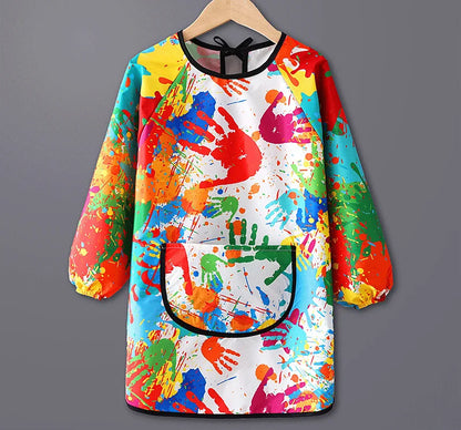 Kids Painting Waterproof Long Sleeved Cover Kindergarten Art Painting Smock Reverse Dressing Gown Baby Eating Bib Children Apron