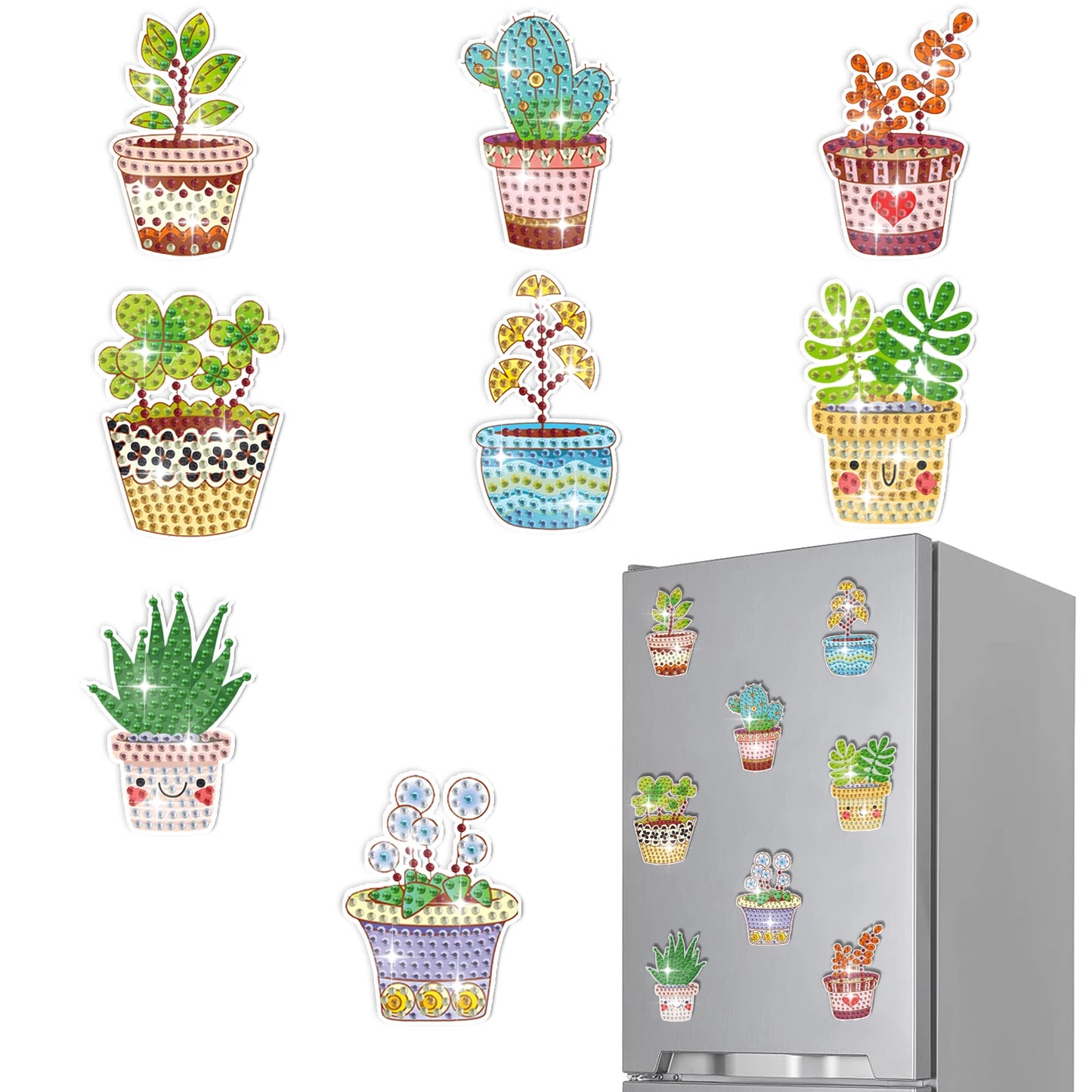 8pcs/Set Diamond Painting Magnets for Refrigerator Diamond Art Fridge Magnets for Adults Diamond Art Refrigerator Magnets Kits