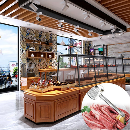 Meat Tenderizer Hammer, Stainless Steel Steak Metal Mallet Kitchen Tool Heavy Duty Durable Double-Sided Meat Tenderizer