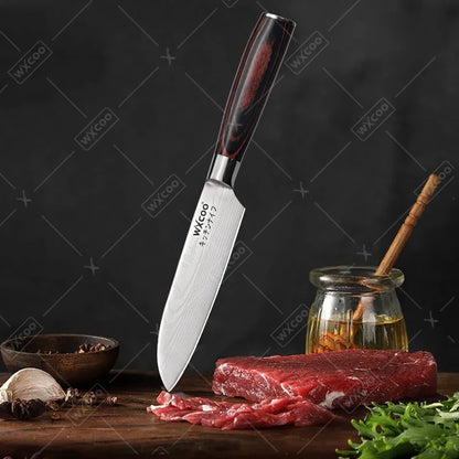 WXCOO Santoku Knife Set Japanese Butcher Carving Bread Fruit Meat Cleaver Boning High Carbon Steel Kitchen Knives