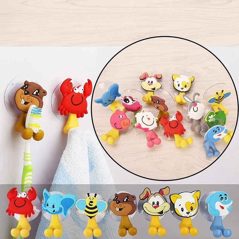 Suction Cup Toothbrush Holder Bathroom Accessories Set Tool Wall Suction Holder Animal Cute Cartoon Animals