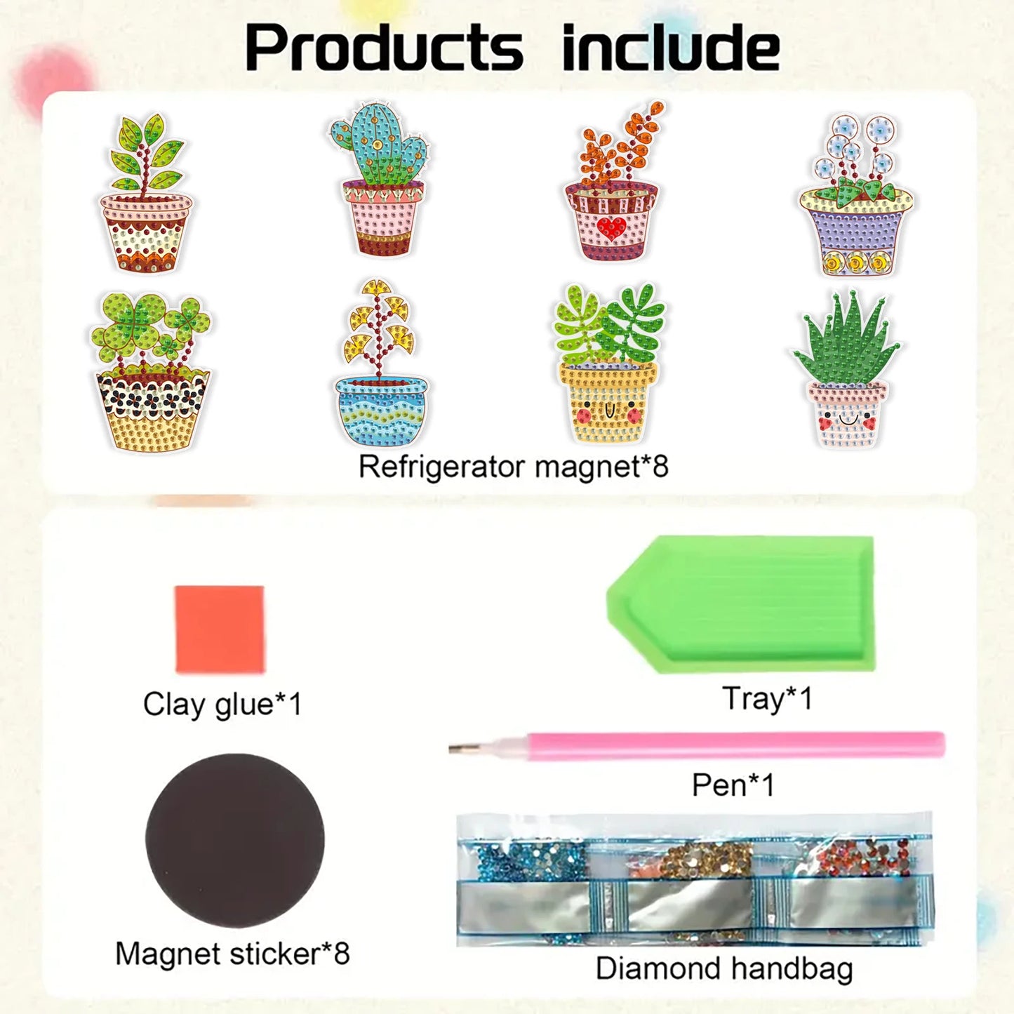 8pcs/Set Diamond Painting Magnets for Refrigerator Diamond Art Fridge Magnets for Adults Diamond Art Refrigerator Magnets Kits