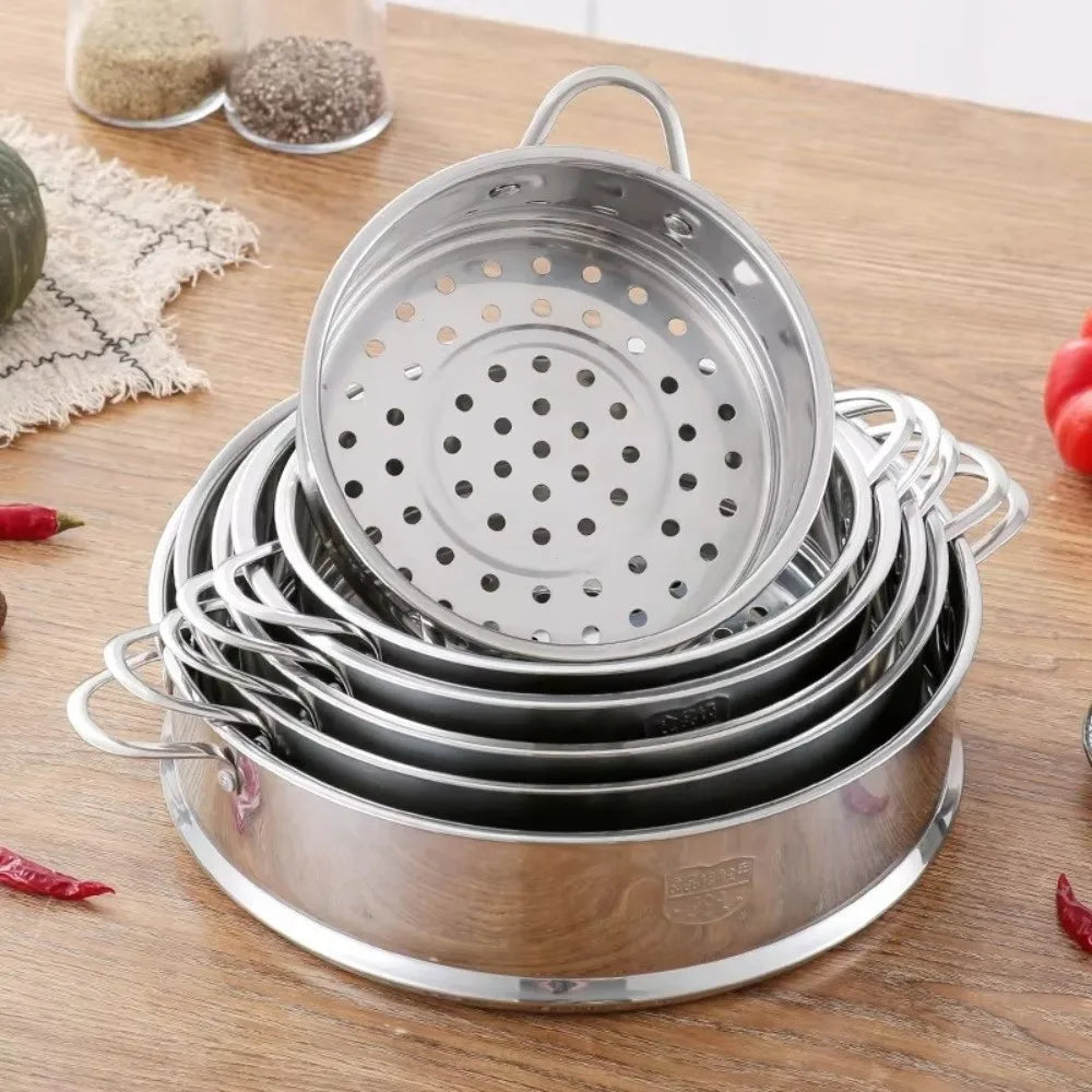304 Stainless Steel Steamer Basket 16-32cm Thickened Pot Steaming Grid Safe Material Thicken Strainer Food Steam Rack