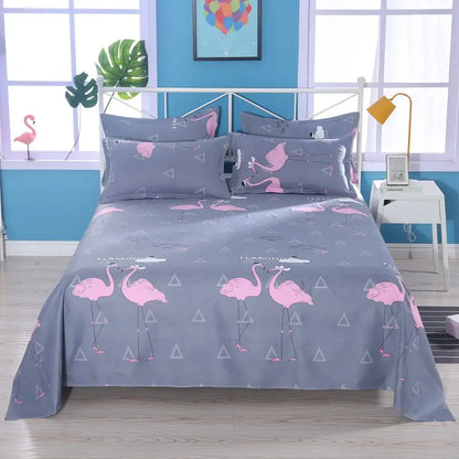 3pcs/Set Home Textile Bed Sheet Set with Pillowcases Cotton Material Lovers Home Room Bedding Flat Sheet Bed Sheet Set