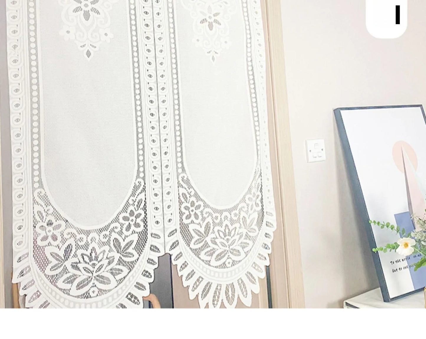 No-Drill Lace Door Curtain Bedroom Living Room Kitchen Partition Semi-Bli Entrance European Sle Fabric Door Curtain
