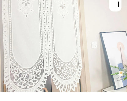 No-Drill Lace Door Curtain Bedroom Living Room Kitchen Partition Semi-Bli Entrance European Sle Fabric Door Curtain
