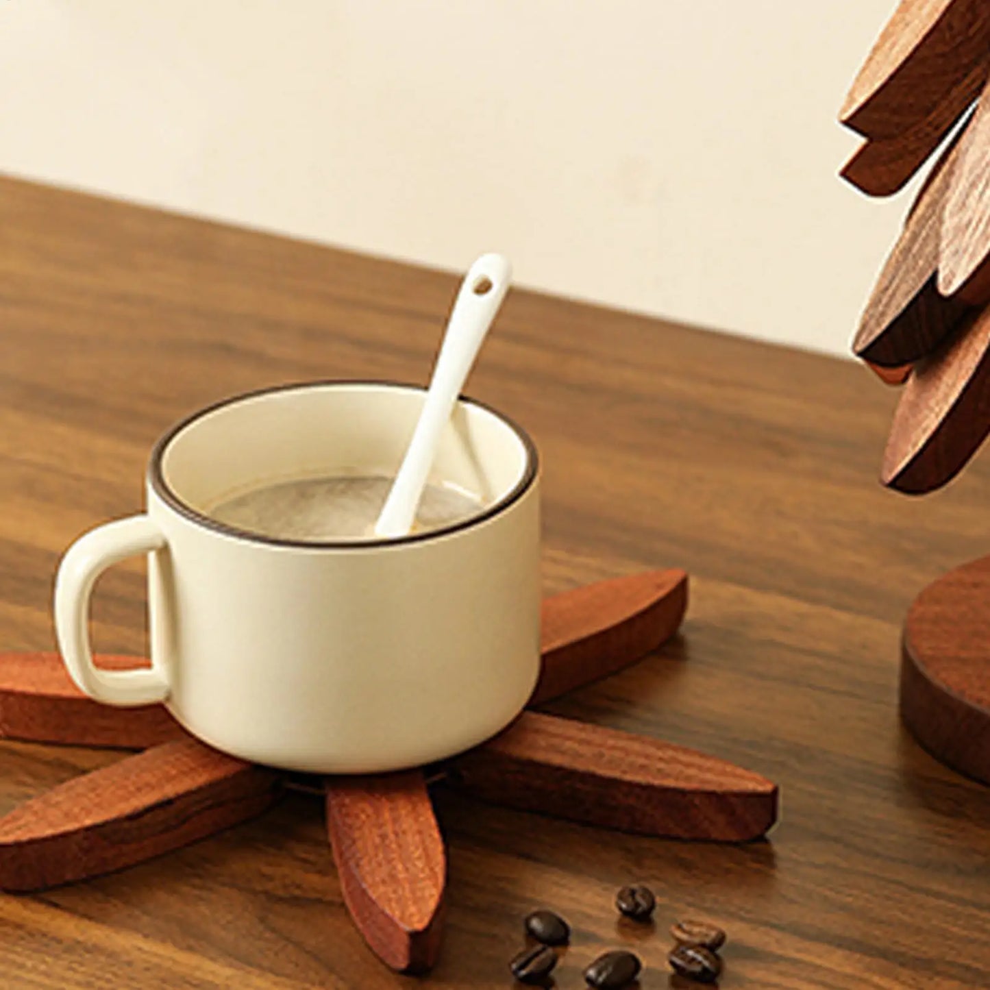 Christmas Tree Coaster Set Foldable Wood Trivet for Hot Pots/Pans/Bowls Xmas Table Decor for Kitchen Dining Room Restaurant Gift