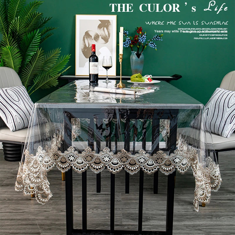 New Transparent PVC Dining Table Cloth Waterproof Washable Plastic Tablecloth Rectangular Round Soft Glass Tea Table Cover Mat