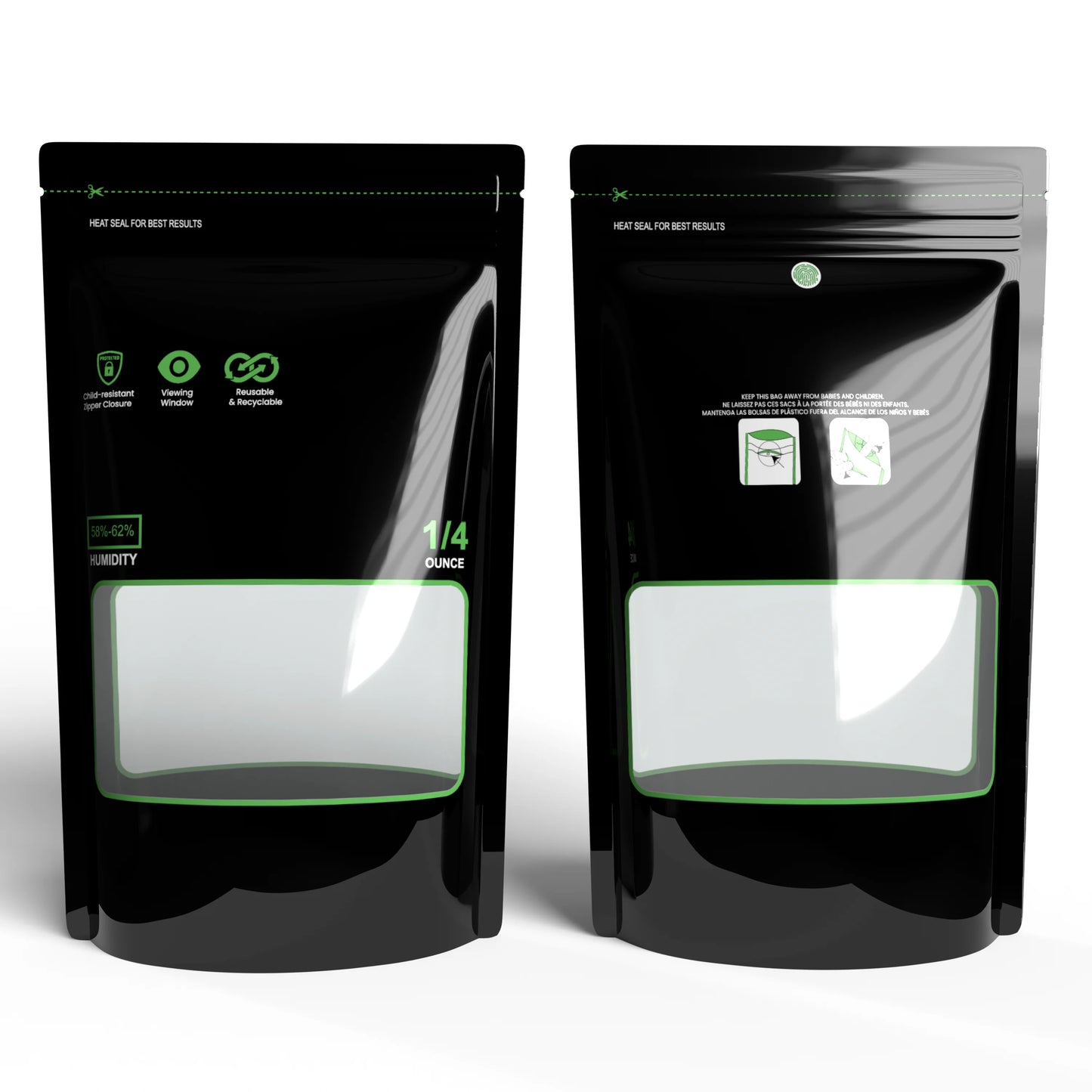 1/8 Ounce~1 Pound Lock & Seal Storage & Curing Bags 58%-62% RH Terp Cultivation Pouches Heat Sealable Child Resistant